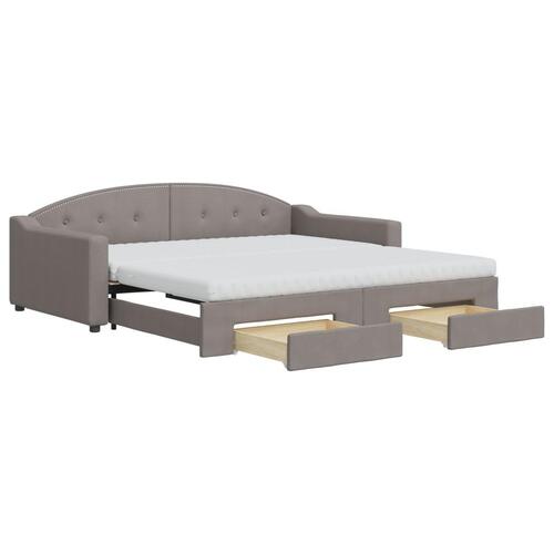 Daybed med udtræk og skuffer 100x200 cm stof gråbrun