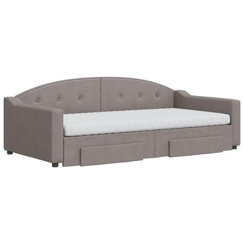 Daybed med udtræk og skuffer 100x200 cm stof gråbrun