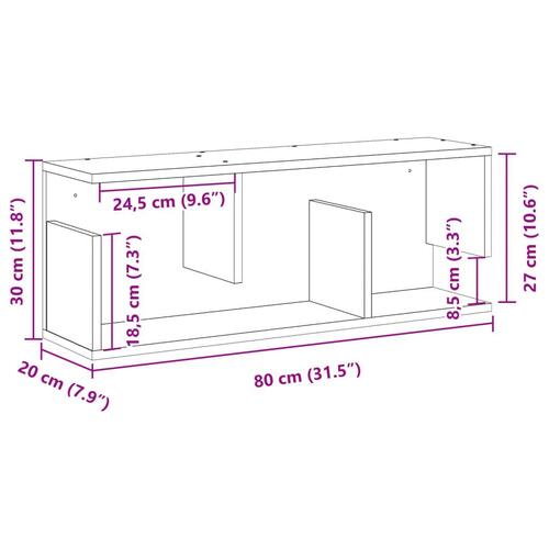 Vægskab 80x20x30 cm konstrueret træ antikt træ