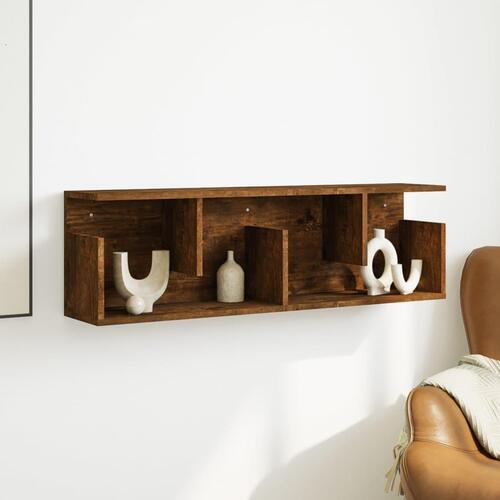 Vægskab 100x20x30 cm konstrueret træ røget egetræsfarve