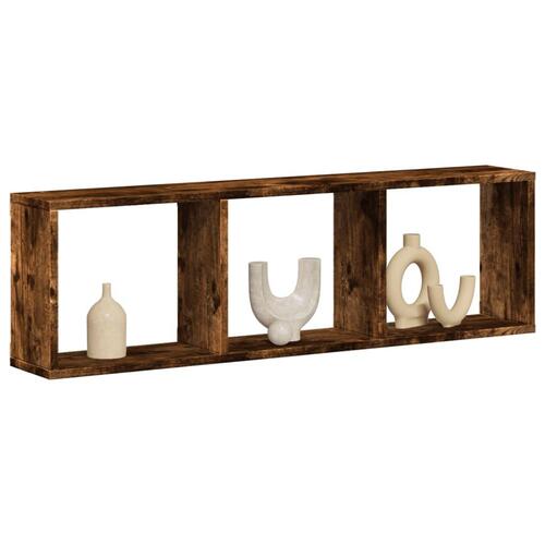 Vægskab 100x16x30 cm konstrueret træ røget egetræsfarve