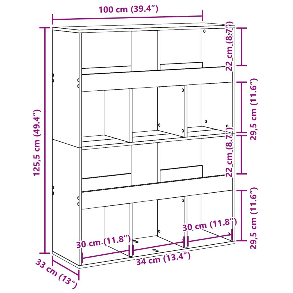 Bogreol 100x33x125,5 cm konstrueret træ hvid