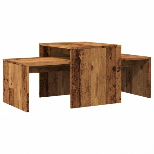 Sofabord med indskudsborde 100×48×40 cm - konstrueret træ, antikt træ