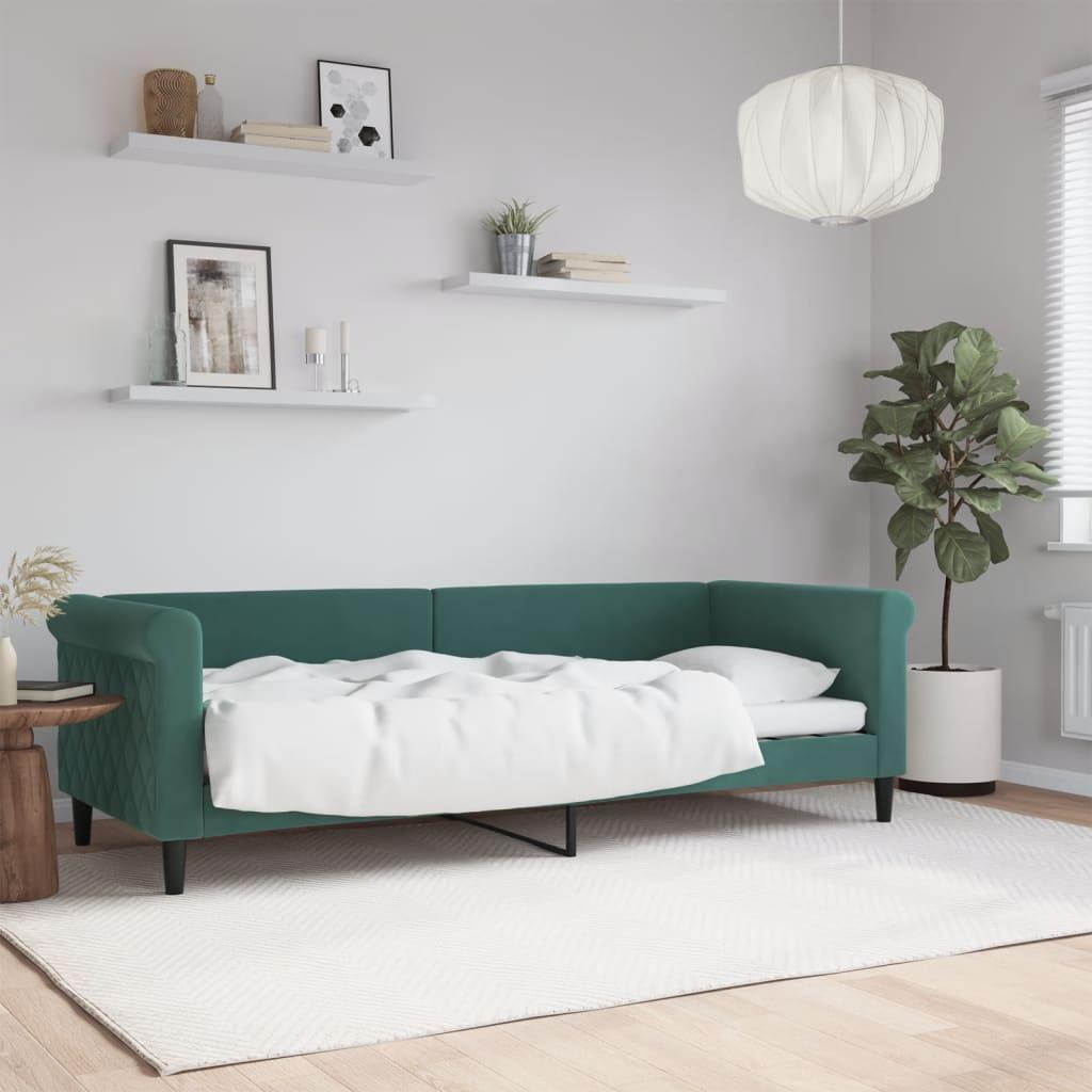 Daybed 80x200 cm velour mørkegrøn billede