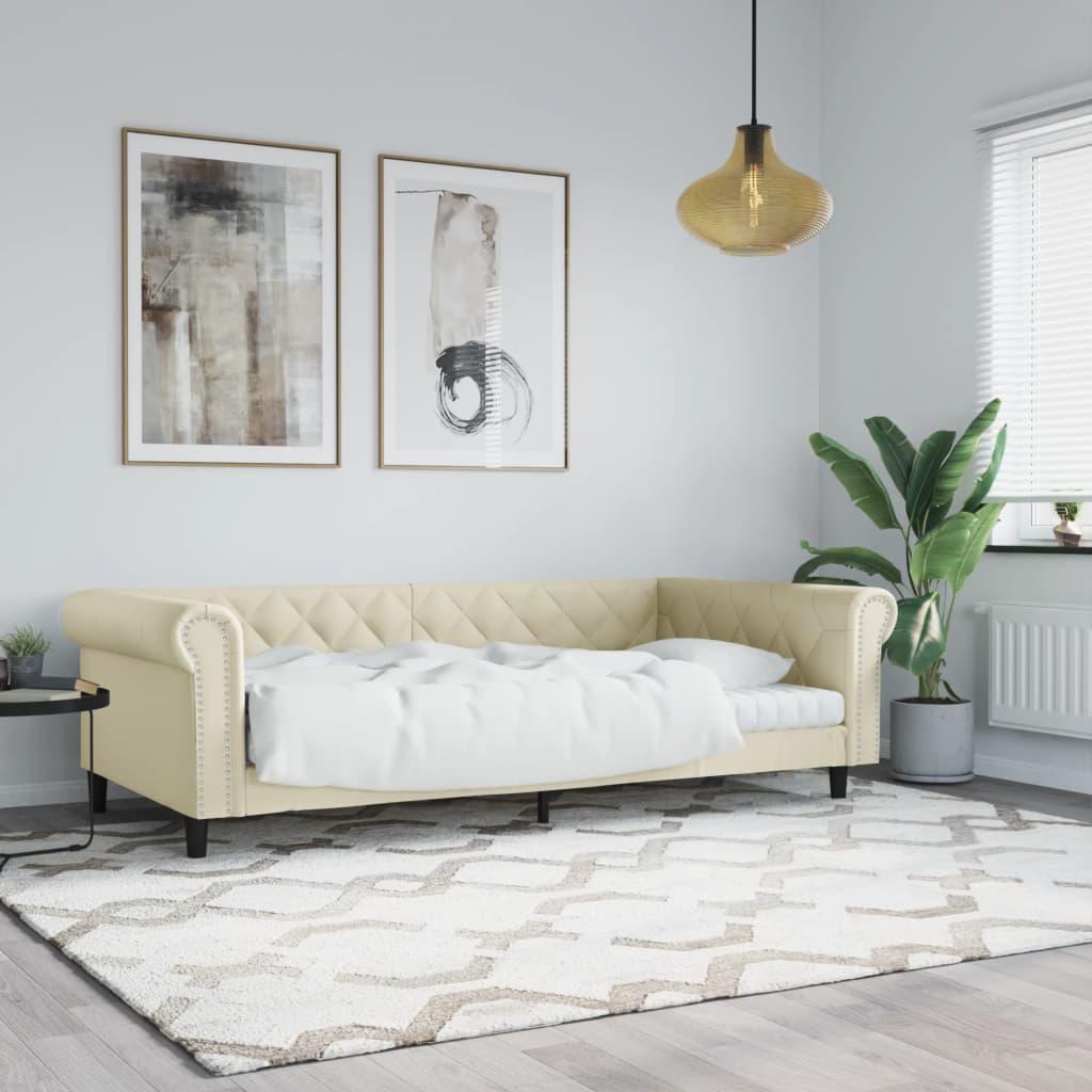 Daybed 100x200 cm kunstlæder cremefarvet billede