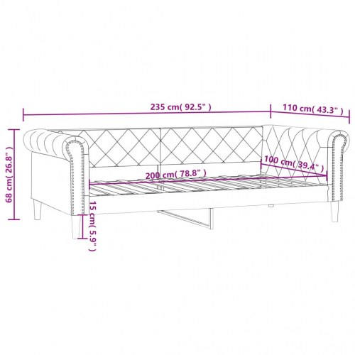 Daybed 100×200 cm i kunstlæder - cremefarvet sengeramme/sovesofa