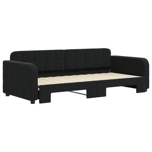 Daybed med udtræk 90x200 cm velour sort