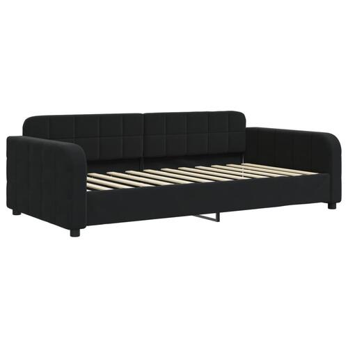 Daybed med udtræk og skuffer 90x200 cm velour sort