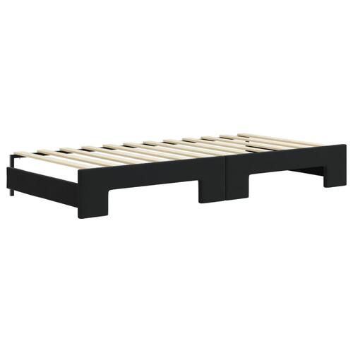 Daybed med udtræk og skuffer 90x200 cm velour sort