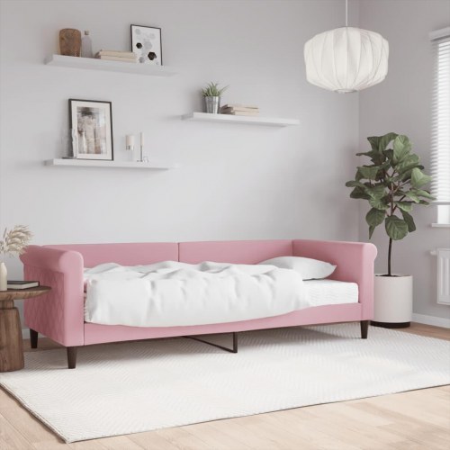 Daybed med madras 80×200 cm - velour, pink