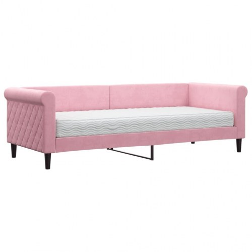 Daybed med madras 80×200 cm - velour, pink