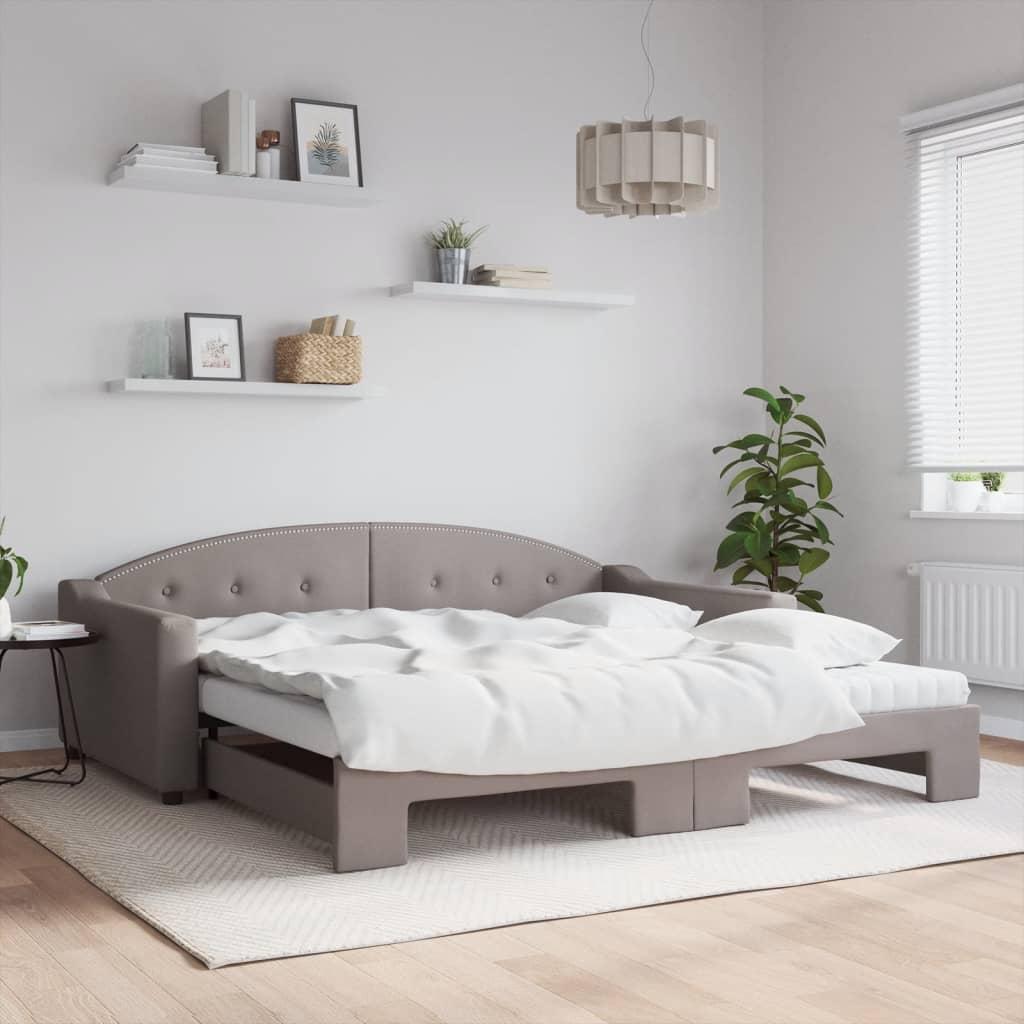 Daybed med udtræk og madras 100x200 cm stof gråbrun billede