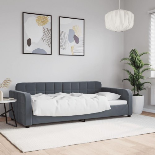 Daybed 90x200 cm i velour - mørkegrå sovesofa/gæsteseng