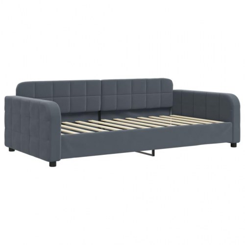 Daybed 90x200 cm i velour - mørkegrå sovesofa/gæsteseng