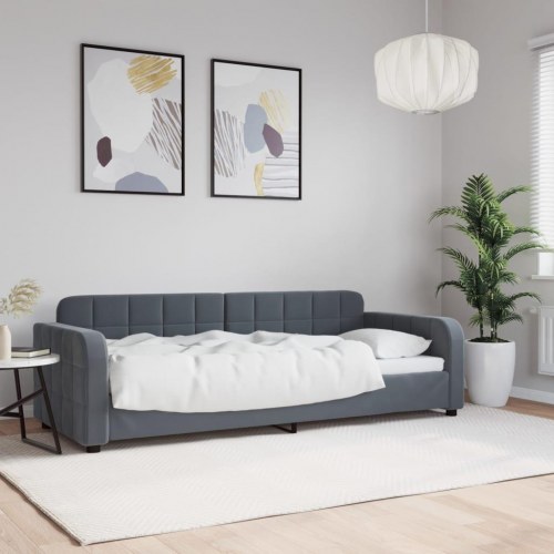 Daybed 80×200 cm i velour - mørkegrå sovesofa/gæsteseng