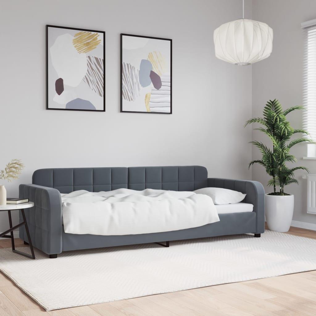 Daybed 80x200 cm velour mørkegrå billede