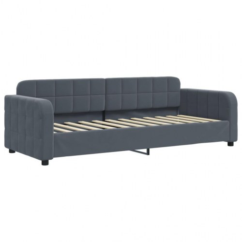 Daybed 80×200 cm i velour - mørkegrå sovesofa/gæsteseng
