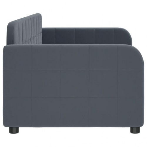 Daybed 80×200 cm i velour - mørkegrå sovesofa/gæsteseng