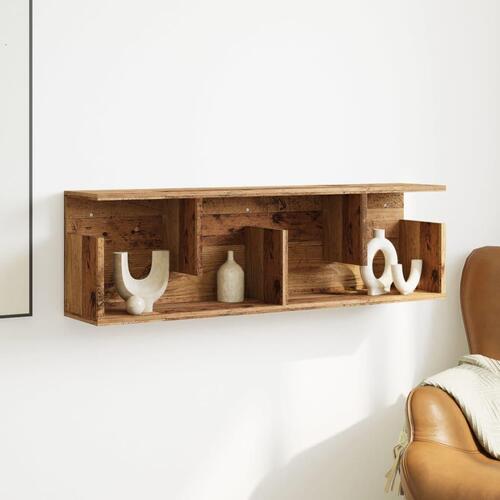 Vægskab 100x20x30 cm konstrueret træ antikt træ