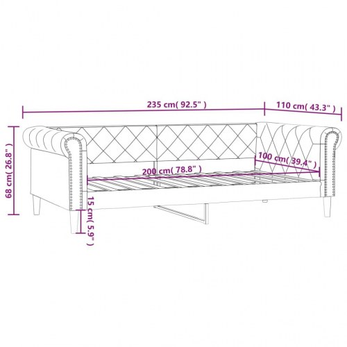 Daybed 100×200 cm i kunstlæder - cappuccino