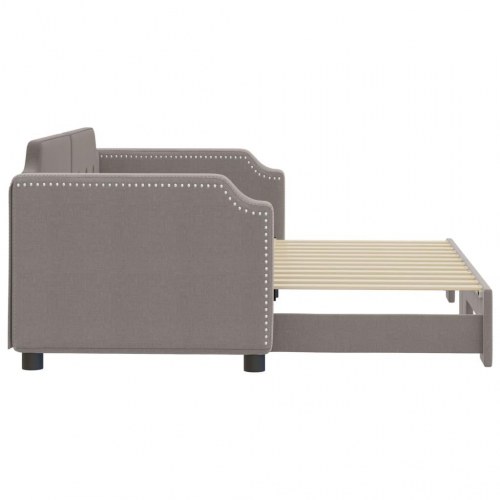 Daybed med udtræk 80×200 cm i stof - gråbrun