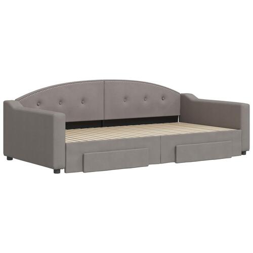 Daybed med udtræk og skuffer 100x200 cm stof gråbrun