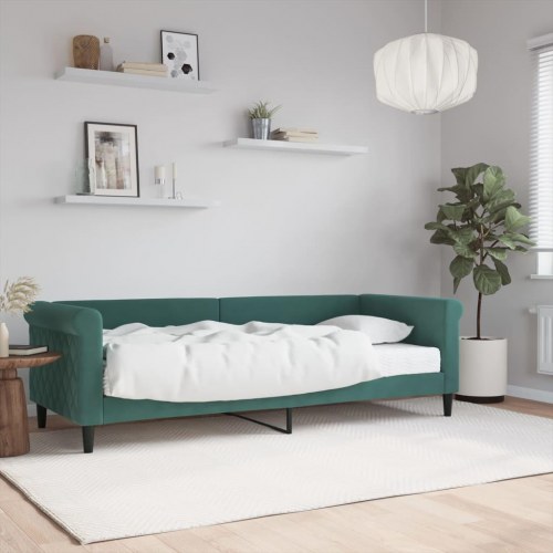 Daybed med madras 80×200 cm - velour, mørkegrøn
