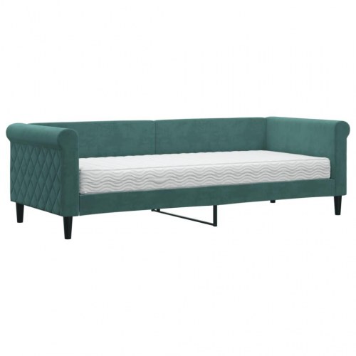Daybed med madras 80×200 cm - velour, mørkegrøn