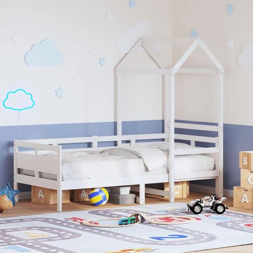 Daybed med tag 80x200 cm massivt fyrretræ hvid