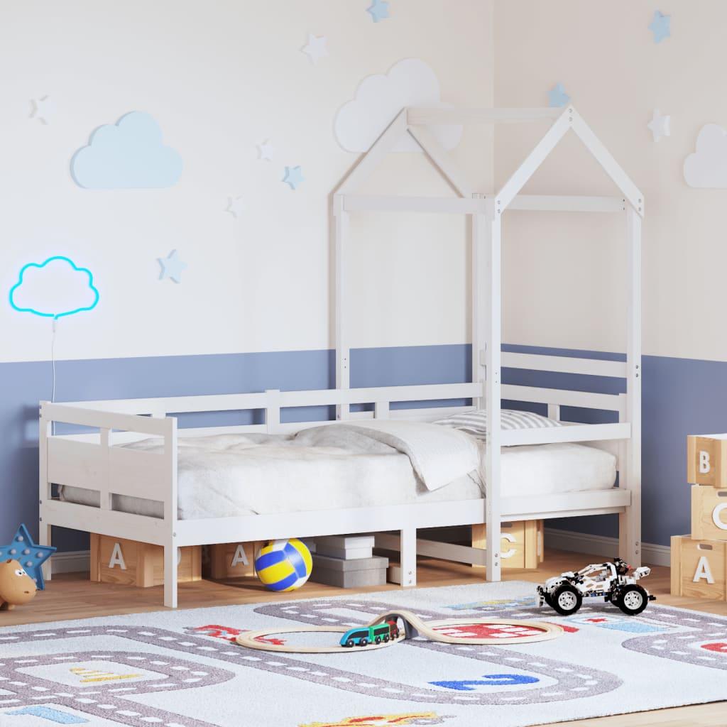 Daybed med tag 80x200 cm massivt fyrretræ hvid