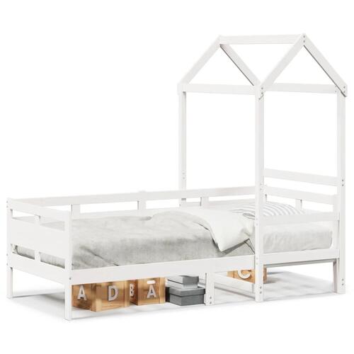 Daybed med tag 80x200 cm massivt fyrretræ hvid