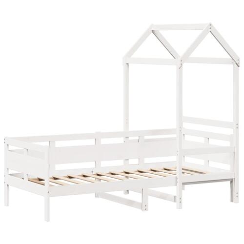 Daybed med tag 80x200 cm massivt fyrretræ hvid