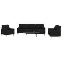 Sofasæt 4 dele med fodskammel stof sort