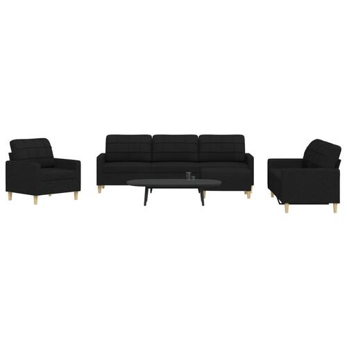Sofasæt 4 dele med fodskammel stof sort