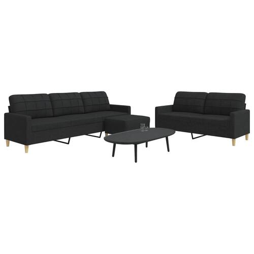 3 personers sofa med fodskammel stof sort