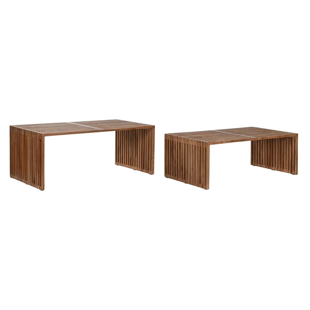 Sæt med 2 sofaborde - natur teak, 116 × 60 × 46 cm