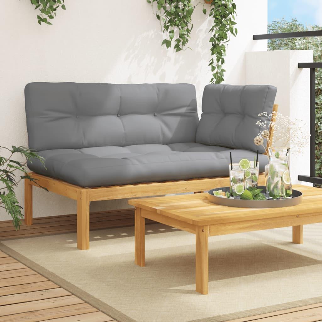 Hjørnemodul til pallesofa med hynder massivt akacietræ