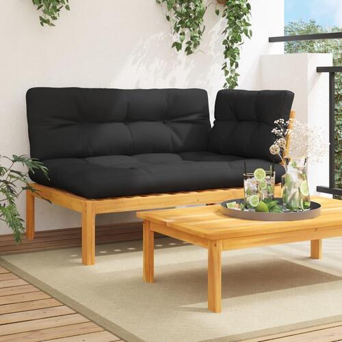 Hjørnemodul til pallesofa med hynder massivt akacietræ