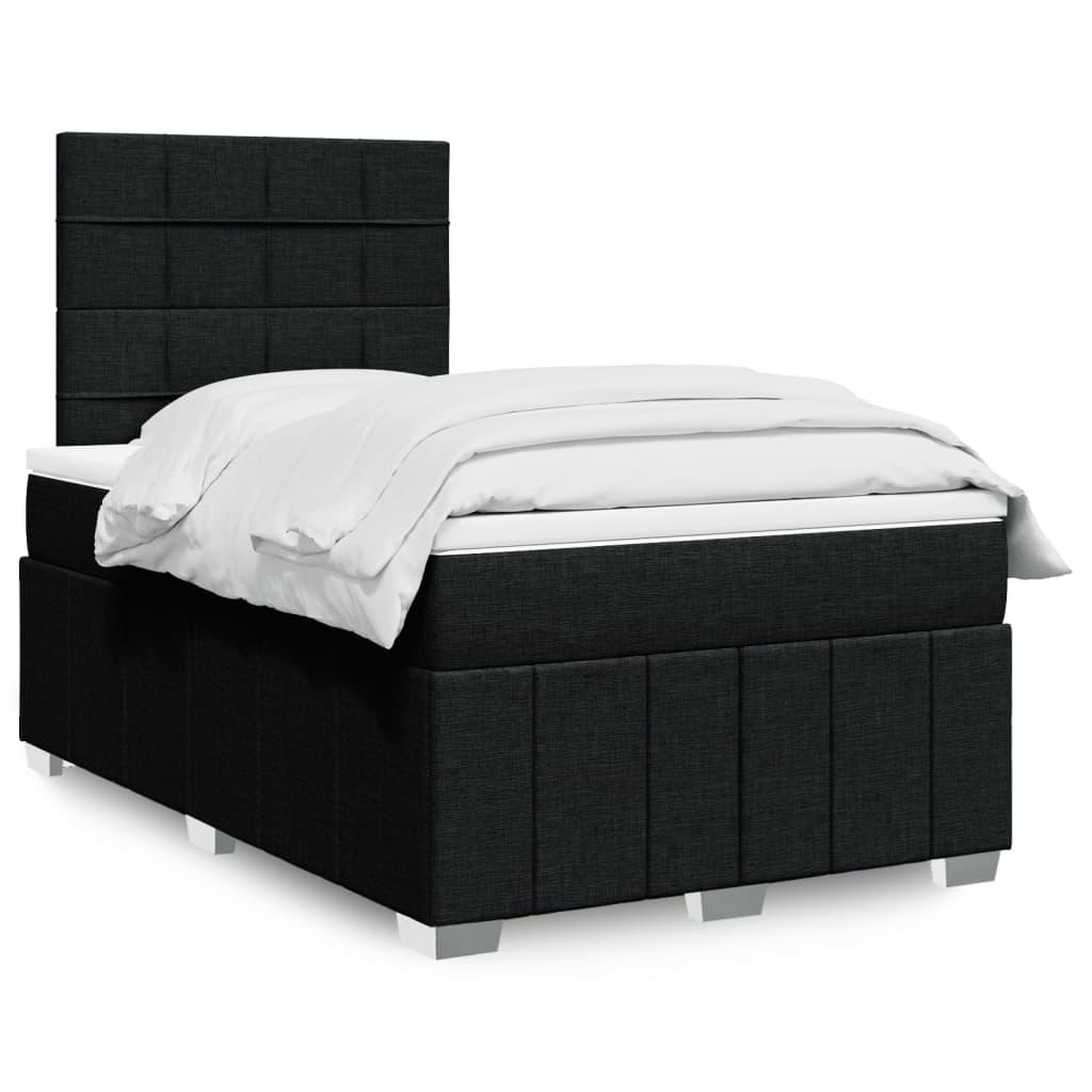 Kontinentalseng med madras og topmadras 120x190 cm stof sort billede