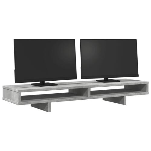 Skærmstander 100x27x15 cm konstrueret træ betongrå