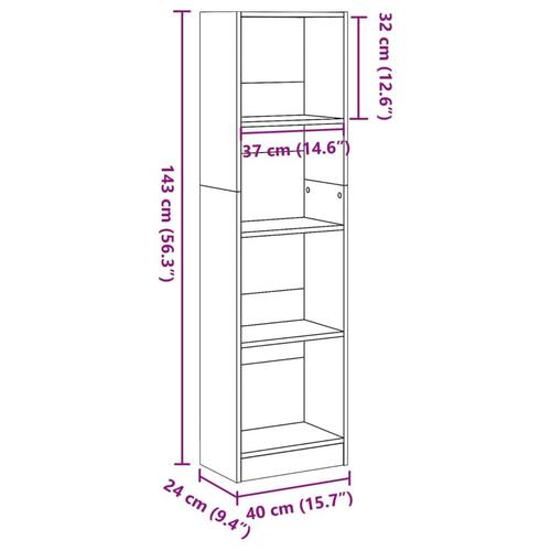 Bogreol 40x24x143 cm konstrueret træ hvid