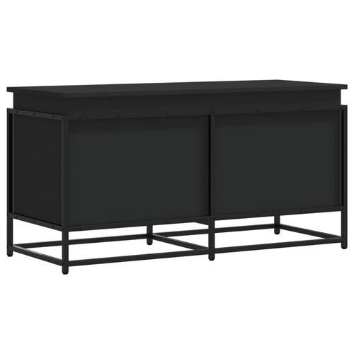 Opbevaringsboks med låg 100x40x51,5 cm konstrueret træ sort