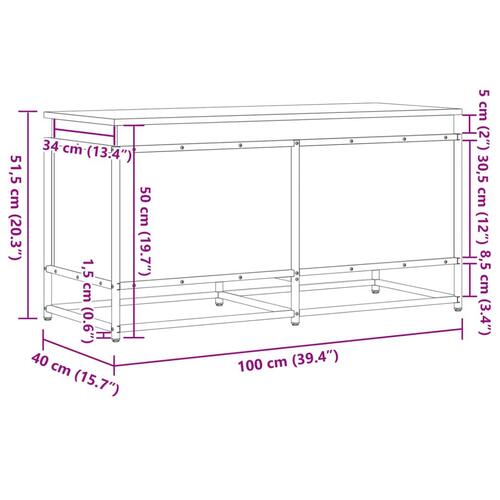 Opbevaringsboks med låg 100x40x51,5 cm konstrueret træ sort