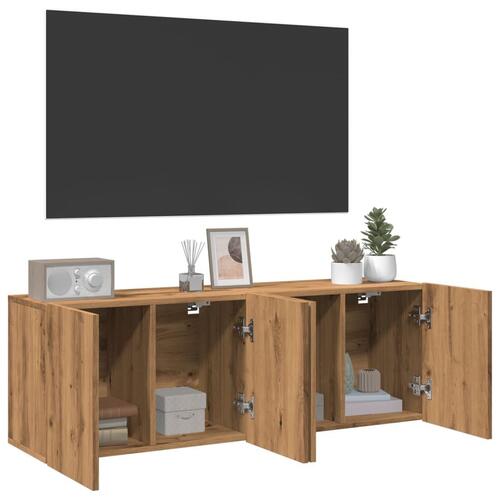 Væghængte tv-borde 2 stk. 60x30x41 cm egetræsfarve