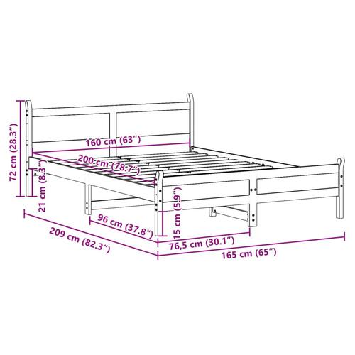 Sengeramme uden madras 160x200 cm massivt fyrretræ gyldenbrun