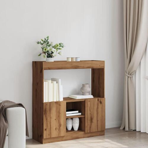 Reol 92x33x100 cm konstrueret træ egetræsfarvet