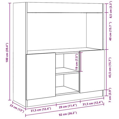 Reol 92x33x100 cm konstrueret træ egetræsfarvet