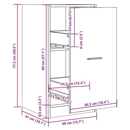 Apotekerskab 40x41x77,5 cm konstrueret træ røget egetræsfarve
