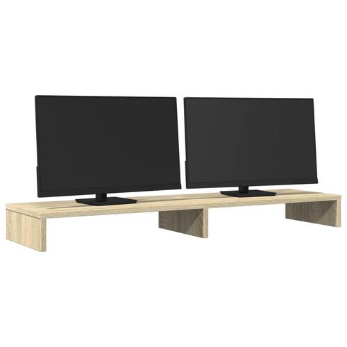 Skærmstander 100x27x10 cm konstrueret træ sonoma-eg