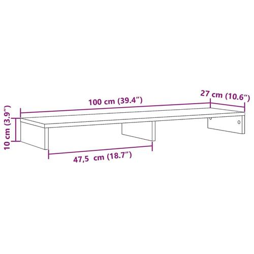 Skærmstander 100x27x10 cm konstrueret træ sonoma-eg